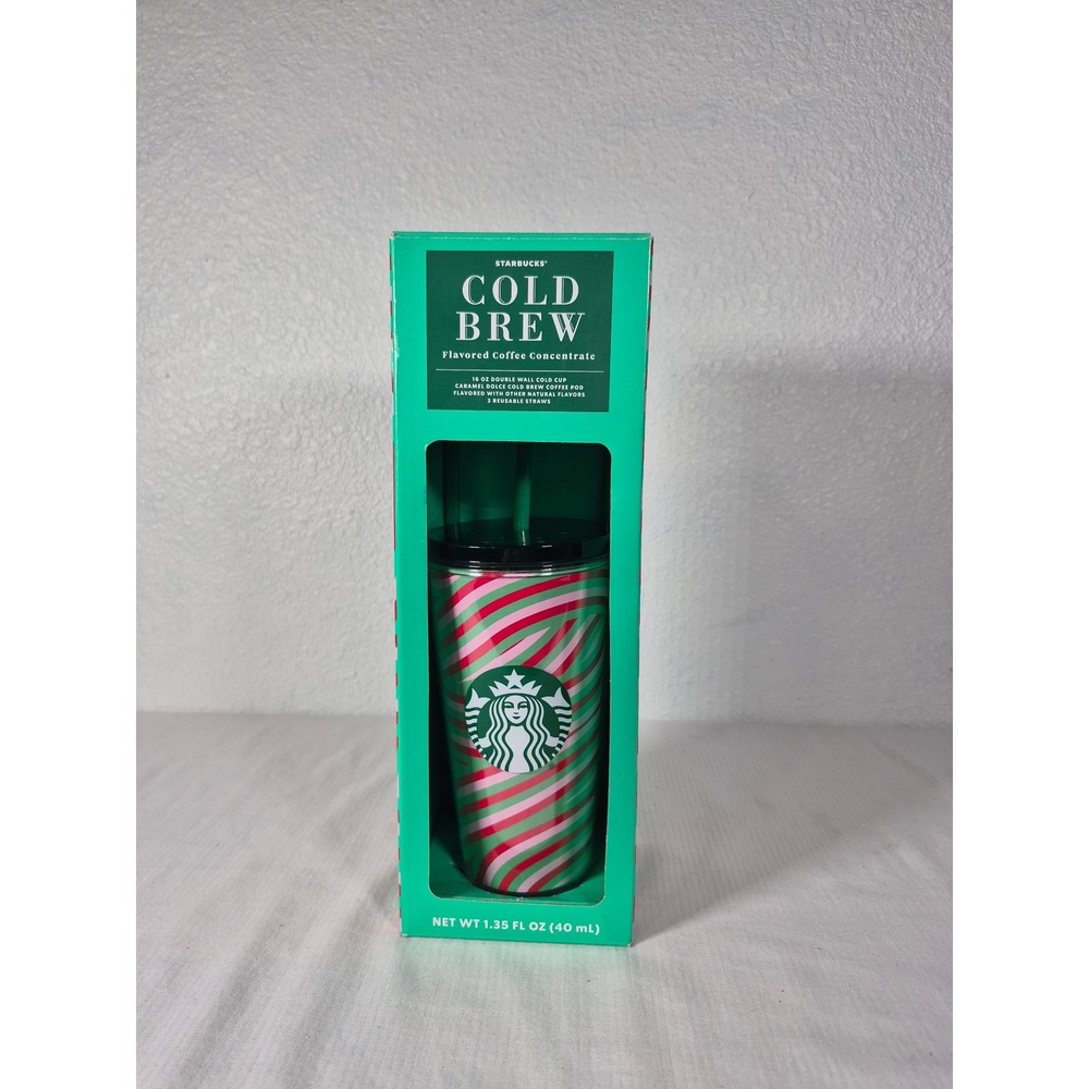 2024 Starbucks Cold Brew Gift Set 16oz Double Wall Cup w/3 Straws- No coffee pod